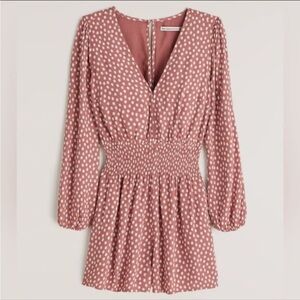 Abercrombie & Fitch Pink Polka Dot Long Sleeve Dress